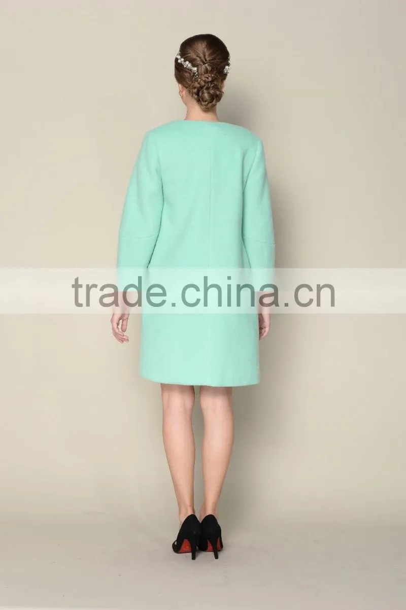 long style elegant plain red and green ladies fashion winter coat factory