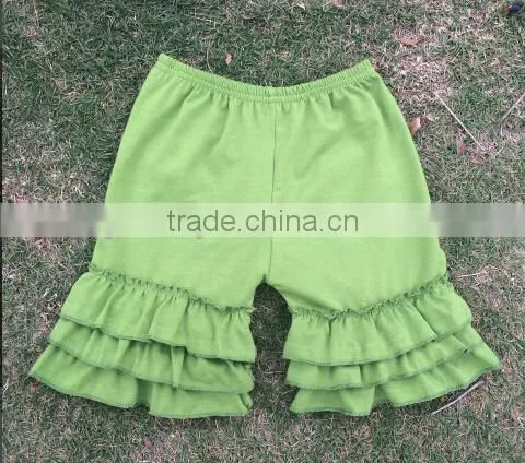 100% Cotton Pants with Triple Ruffles Bottom for Baby Girls Pants Knit Ruffle Wholesale Kids Clothes