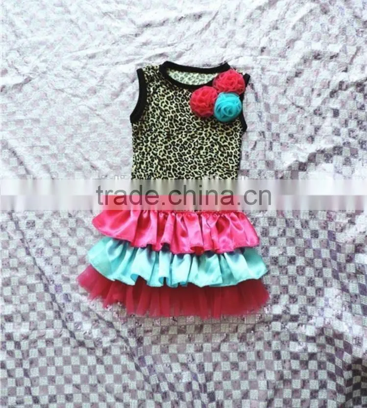 Pernickety boutique fashion lepord prints flower top baby girls clothes organic cotton ruffled infant toddler girls clothing