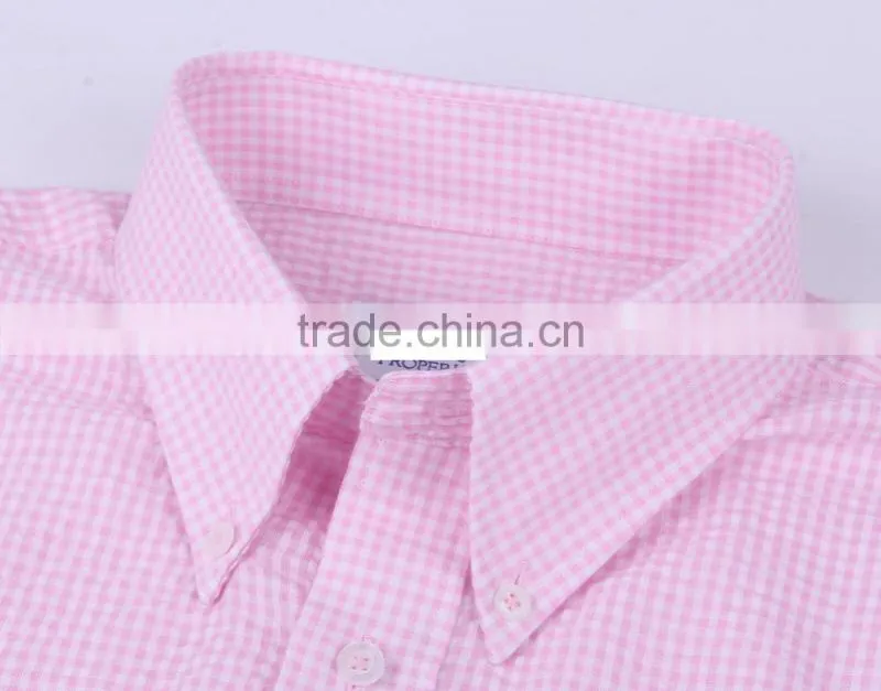 2017 men's short sleeve seersucker casual shirt wholesale