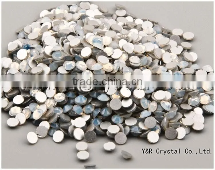 White opal nail art glass rhinestone silver flat back rhinestones