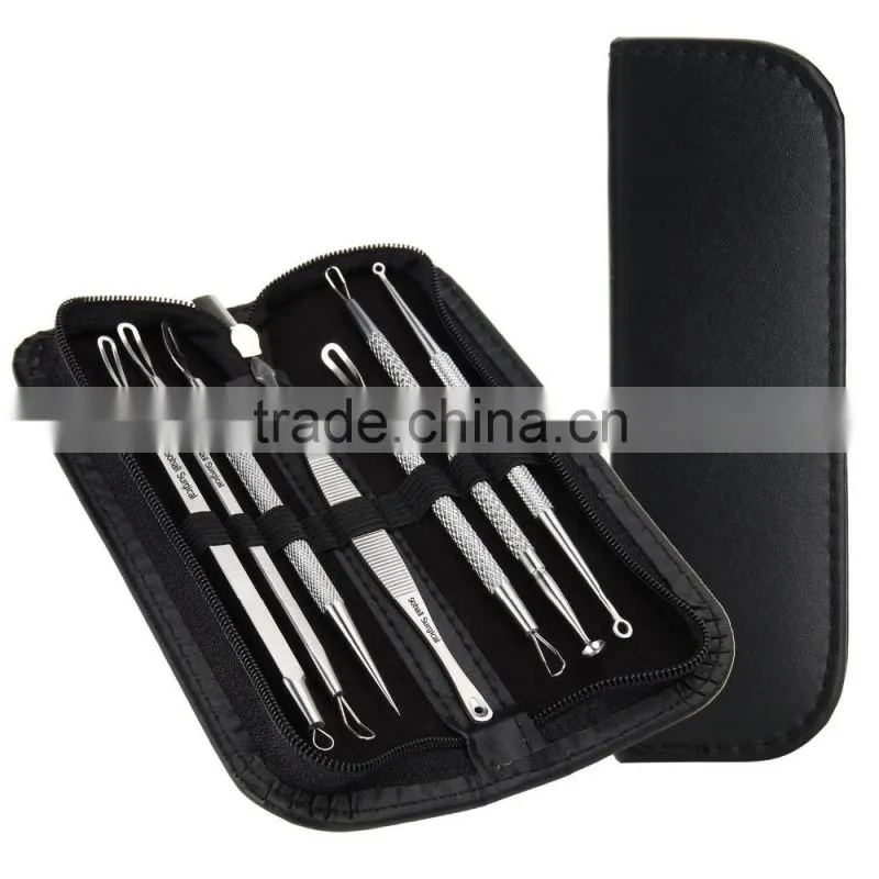 blackhead remover tool kit with black pouch