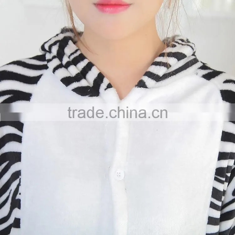 zebra coral fleece women animal bathrobe