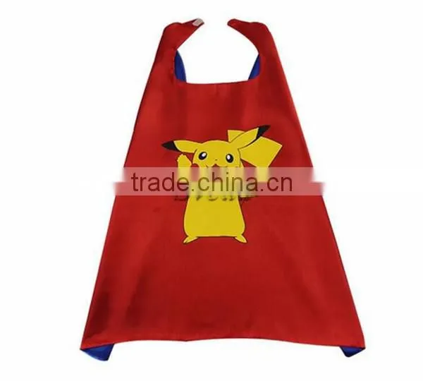 High Quality Pocket Monster Pikachu Cloak with mask 70cm Halloween cosplay Pokemon Pikachu mask