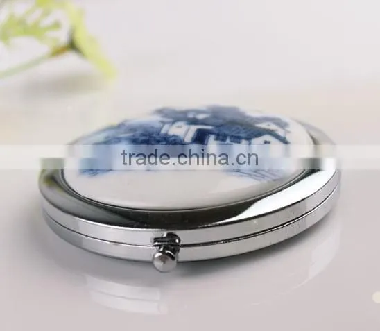Promotional Metal Cosmetic Mirrors for Sales,Ceramic Mini Makeup Mirror Wholesaler,Dress Up Ceramic Cover Mirror Manufacturers