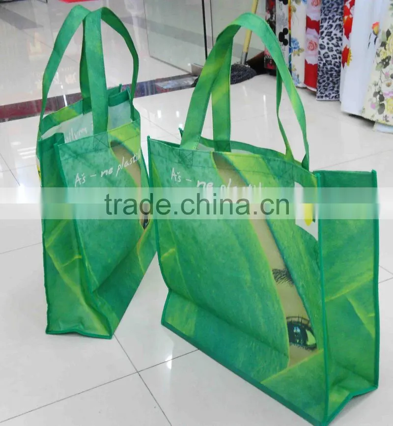 Recycled transfer printed pet nonwoven bag