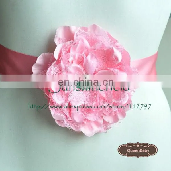 Laced Peony Flower Sash Belt For Kids QueenBaby