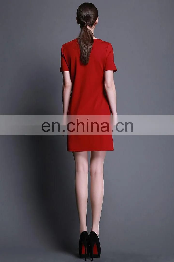 Short sleeve patch embroidery horse new ladies dress