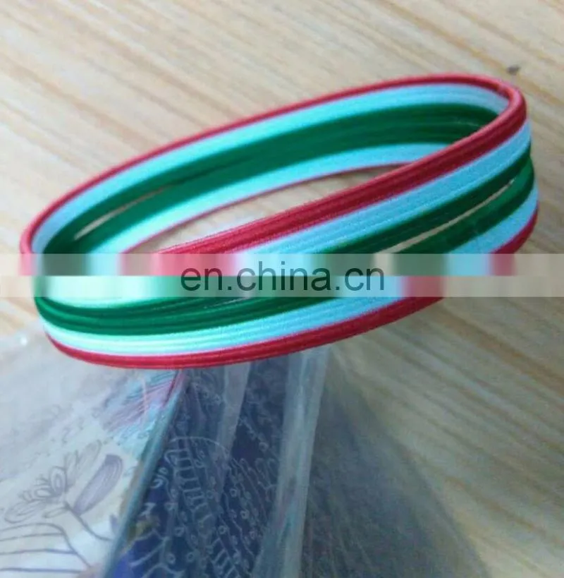 elastic hair band for promotion bracelet and packaging ,three color printed italy flag elastic band