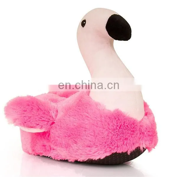 Winter Home Indoor Custom Pretty Pink Woman Stuffed Soft Plush Flamingo Slippers Shoes