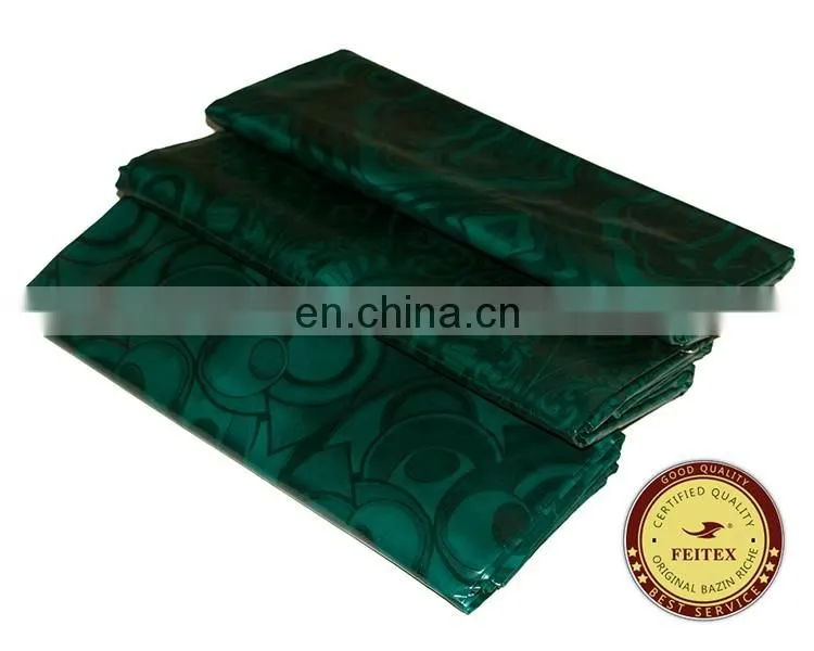New Design Clothing Fabric Green Garment Fabric Shadda Guinea Brocade Cotton Wholesale Bazin Riche Jacquard Fabric FEITEX