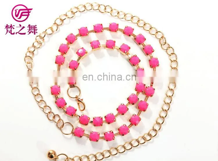 Colorful performance belly dance waist chain accessory P-9051#