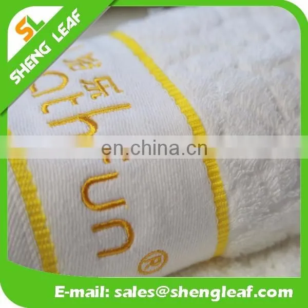 hotel 100% cotton white bath towel with embroidered logo