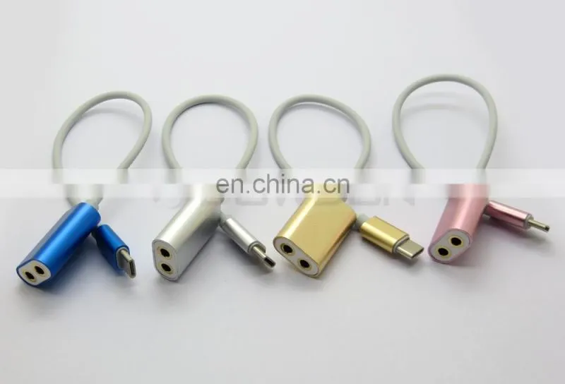 Metal Type C USB C Male to Dual 2 3.5mm Female Splitter Audio Cable