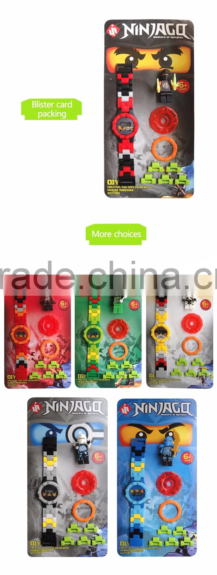 New kids items plastic brick toys electronic watch with minifigures for wholesale