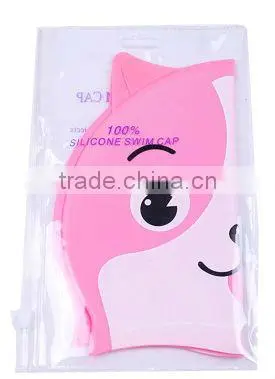 2013 Eco-friendly red shark cartoon silicone swim cap