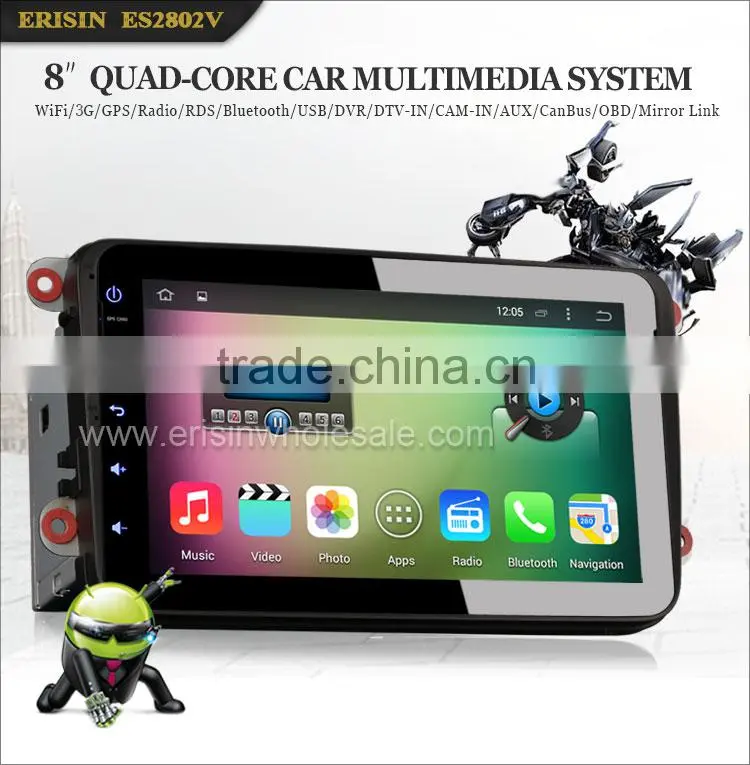 Erisin ES2802V Android 4.4.4 2 Din 8 inch Bluetooth Car Audio with GPS 3G WiFi for Passat