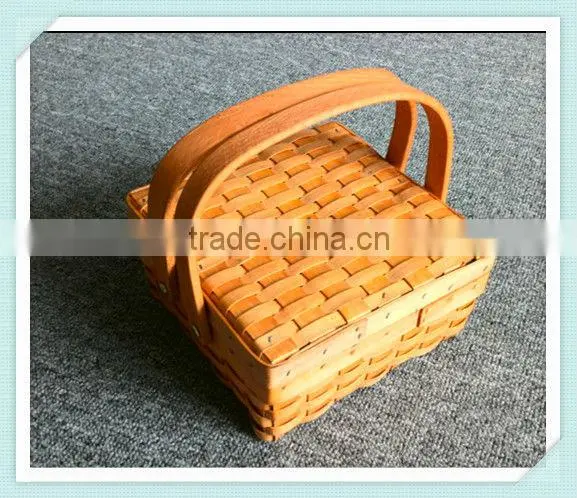 small wooden promotion basket