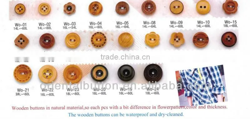 4 holes natural wood buttons with engraved anchor