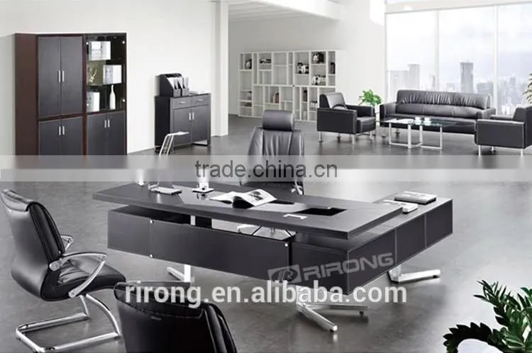 Black reclining swivel leather office chair