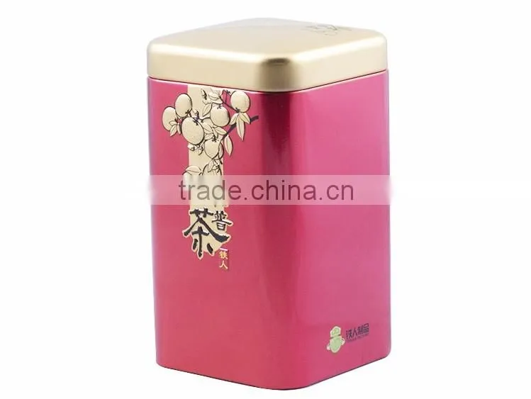 food grade chinese square metal tea and coffee box tin container