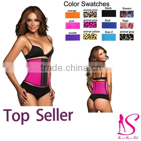 2016New Arrival Top Selling 3 Hooks Latex Black Vest Waist Cincher Wholesale For Women And Man