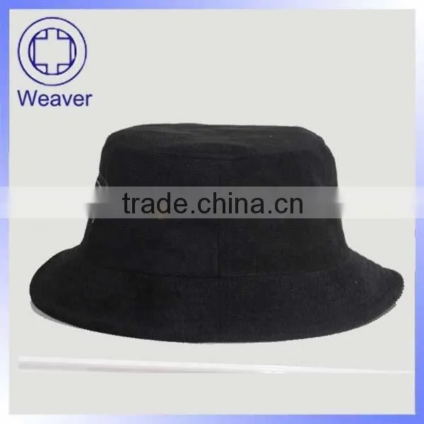 Fashion plain black nylon bucket hat wholesale