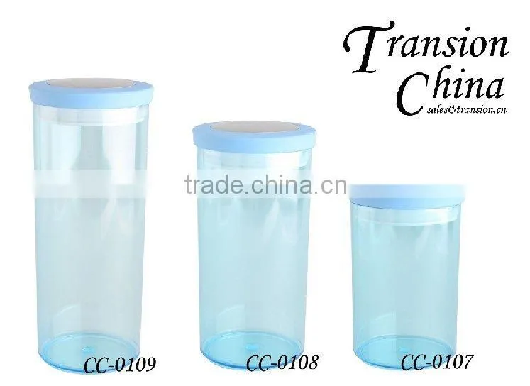 Clear Blue Plastic Canister
