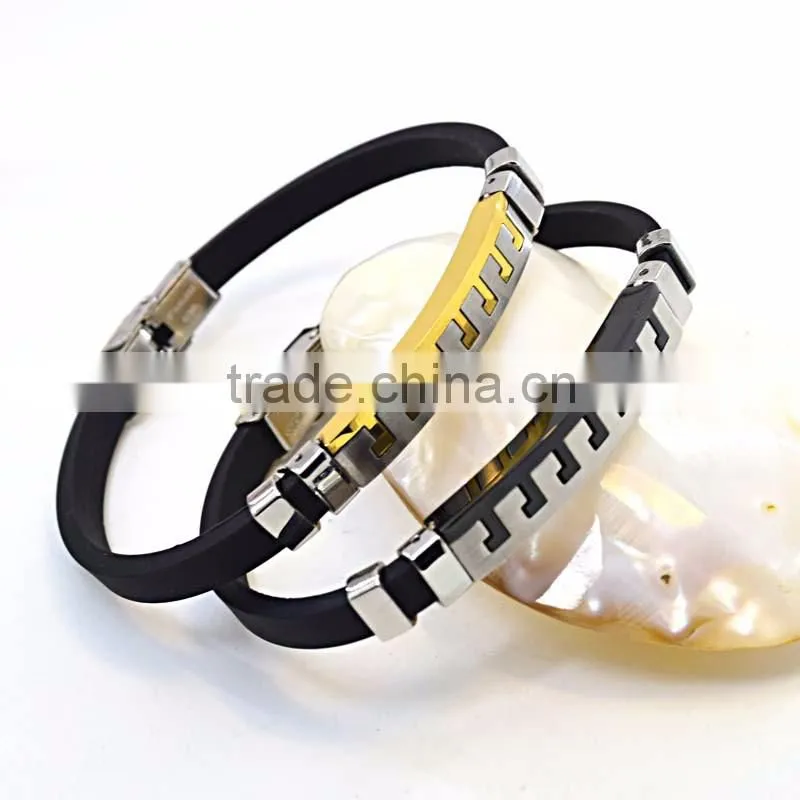 silicon magnetic bracelet black color stainless steel custom silicone bracelets