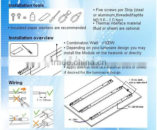 Driverless IC solution ac 230v directly led linear module replacement for linear lamp/led sign