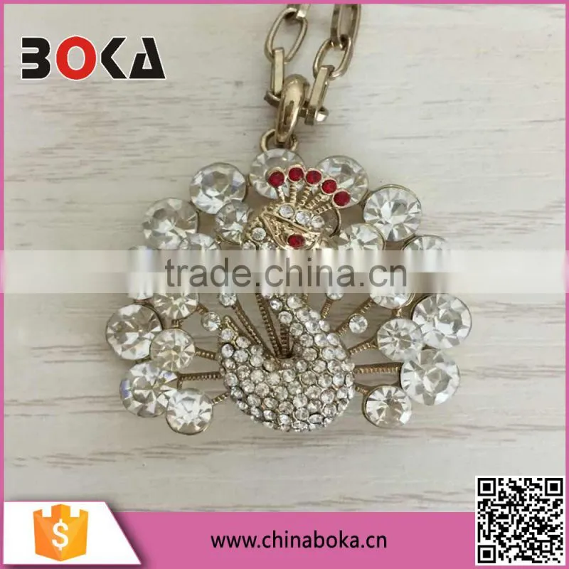 Luxury Peacock Design Brooch Acrylic Rhinestone Buckle Alloy Hanging Decoration
