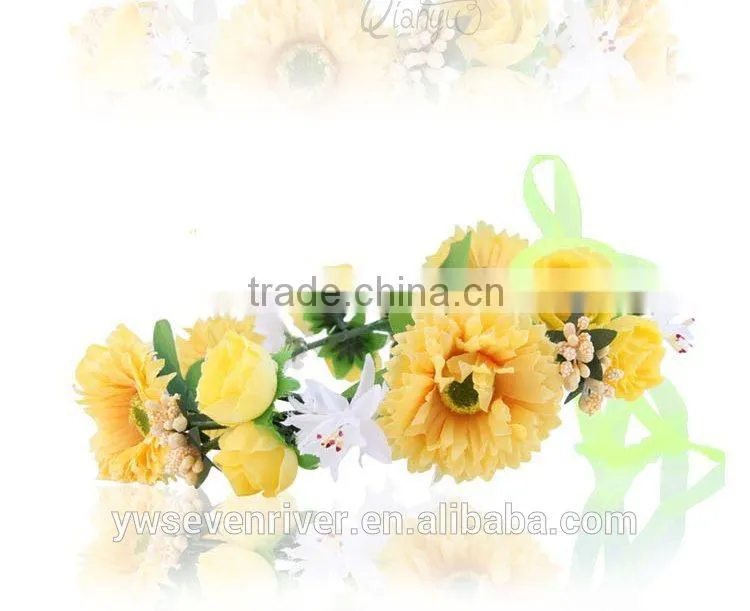 Sweet, Japan and South Korea color simulation Daisy wreath of cloth art tire headdress flower wholesale wedding photo festival o