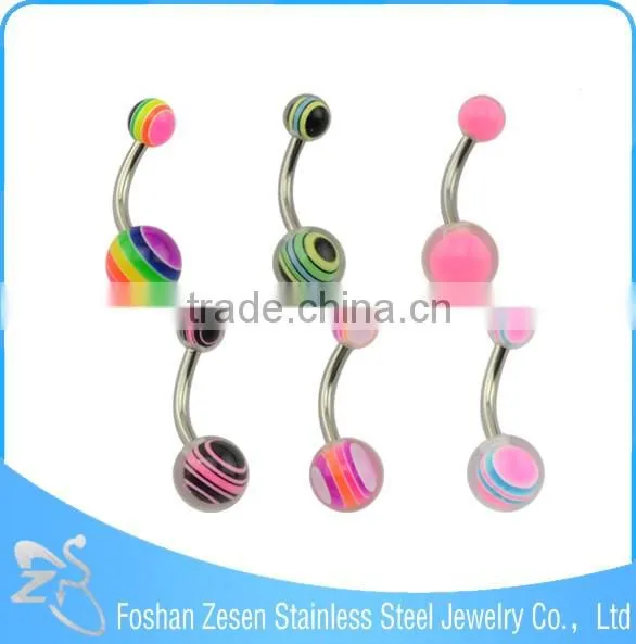Stainless Steel Curved Bar Belly Rings Silicone Basketball Belly Button Rings