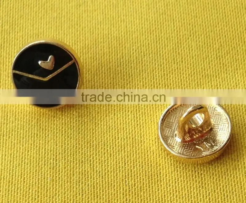 New Arrive Black Color Enamelled Fancy Metal Shank Button -- M1877