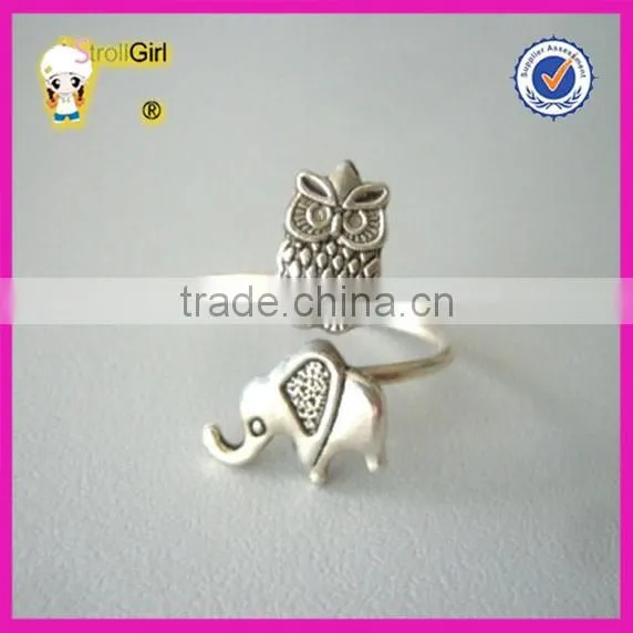 925 italian silver ring owl and elephant animal ring cheap animal rings