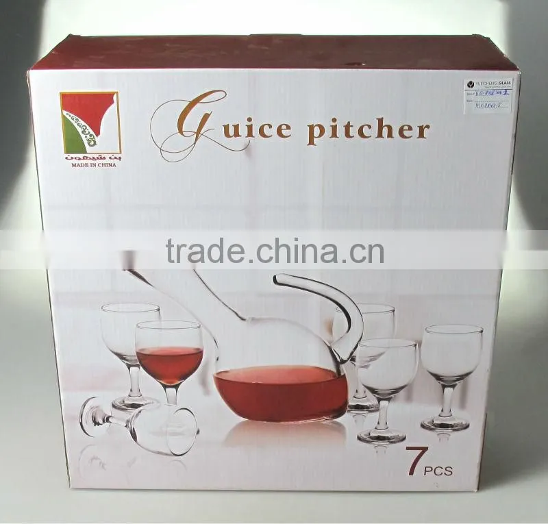 Handmade gift box packed cheap clear glass wine decanter set