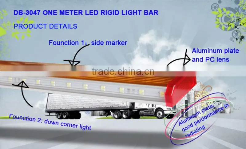 NEW waterproof, anti-shcok 100cm amber aluminium alloy plate PC lens 24 volt led light bar for trucks trailers