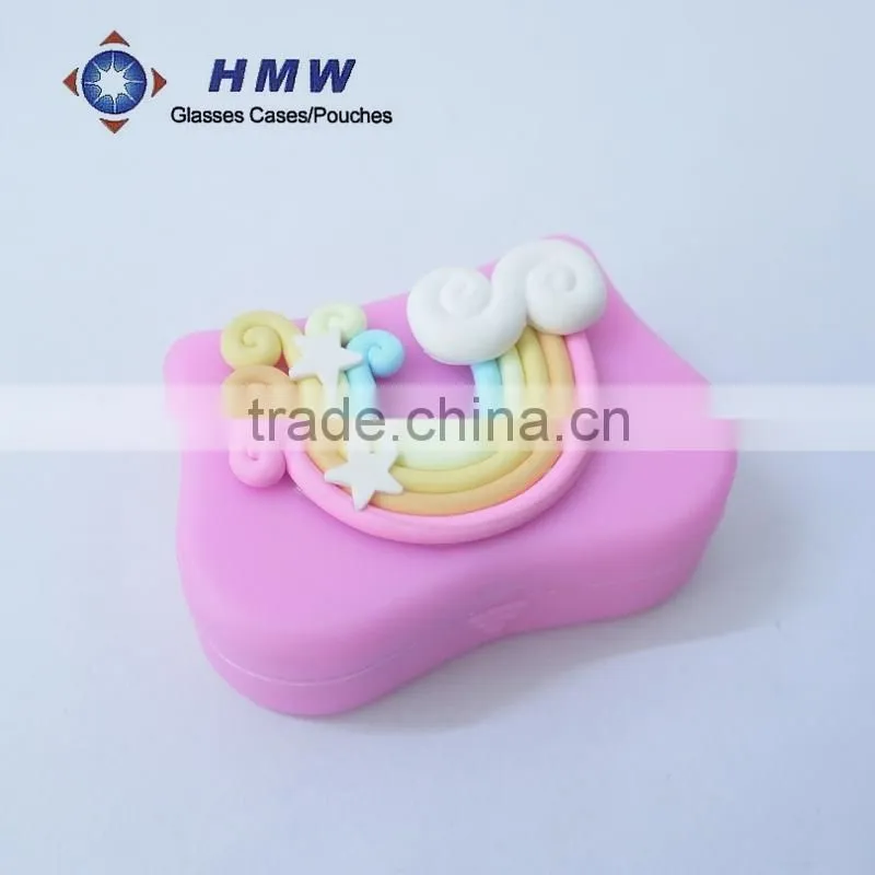 rainbow plastic contact lens mate case kit with accessories:dual case ,tweezer,stick