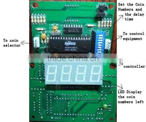 Timer circuit board with coin acceptor for vending machine