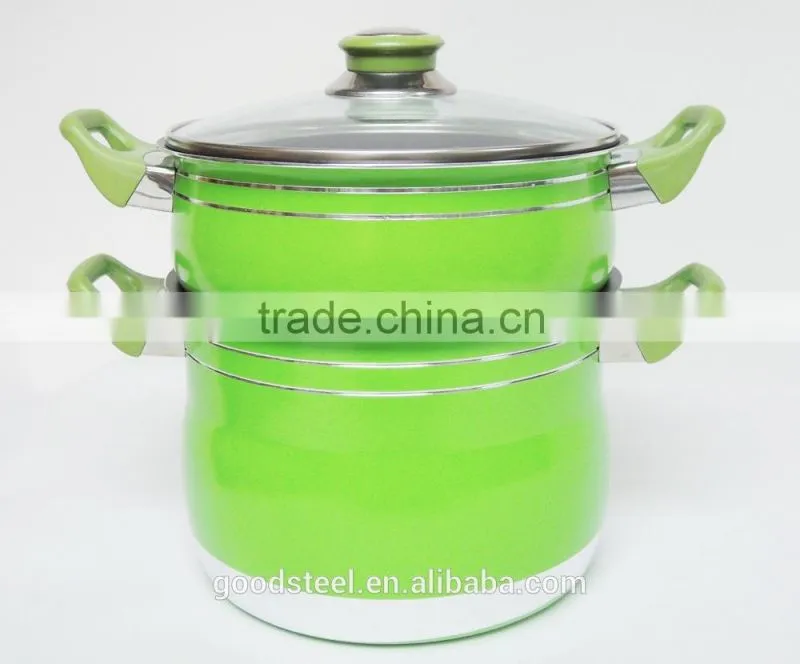 Multi-function aluminum non-stick steaming pot with coloful handle