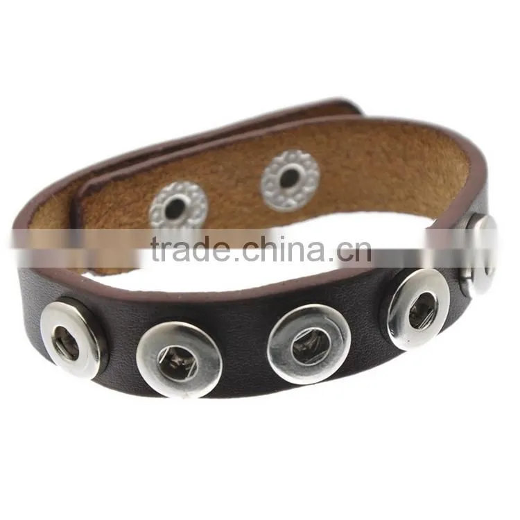 leather button bracelets 18mm Ginger Snap Bracelet charm Interchangeable handmade pulseras button Snap Bracelets