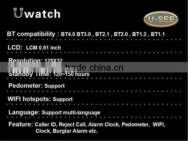 U9 MTK6260 Pedometer bluetooth bracelet with bluetooth 4.0 bracelet