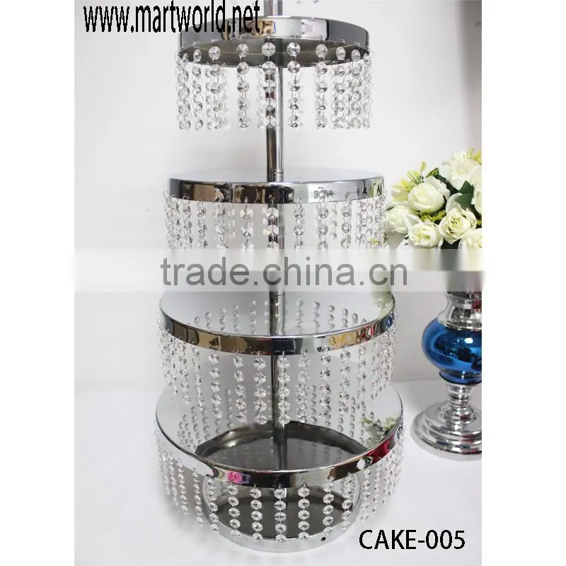 5-tier luxurious crystal cake stand;Wedding cake stand with acrylic crystal hanging beads(cake-005)
