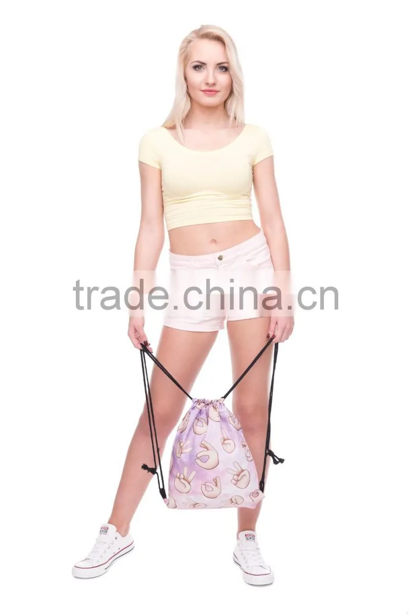 High Quality 3D Printed Fashion Silk Make Drawstring Bag