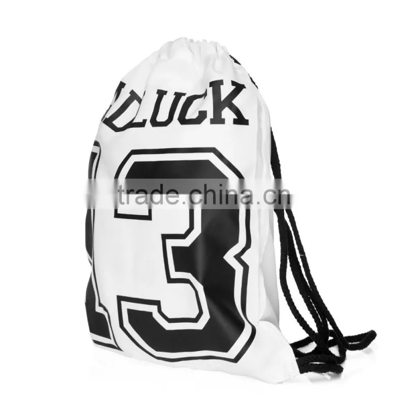Brand New Custom 3D Print Cheap Cloth Drawstring Sports Bag