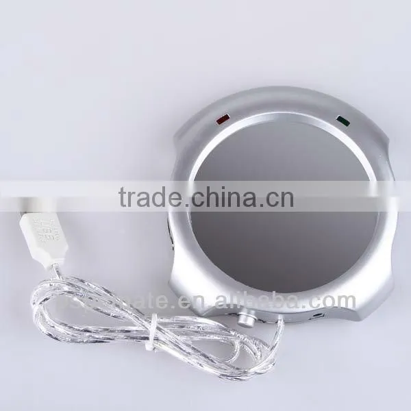 Silver 4 port 2.0 usb hub Cup warmer pad for desk electronic items