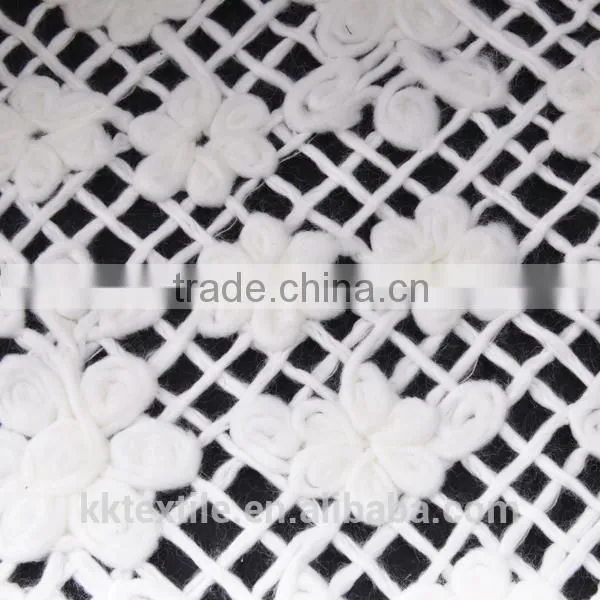 new item wool flower pattern organza lace embroidery fabric for clothes