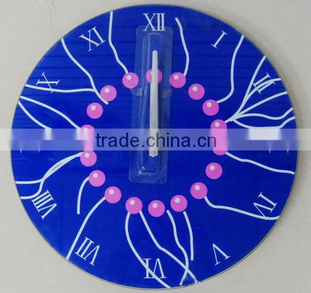 wholesale glass decorative wall clock design, fashion colorful wall mounted clock