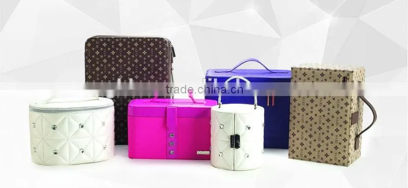 Travel faux leather make up case with mirror inside