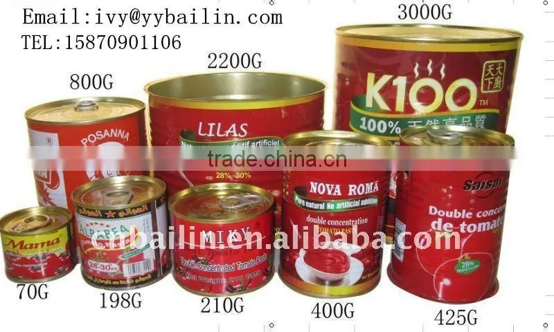 2016 New hot sale canned tomato paste/tomato sauce